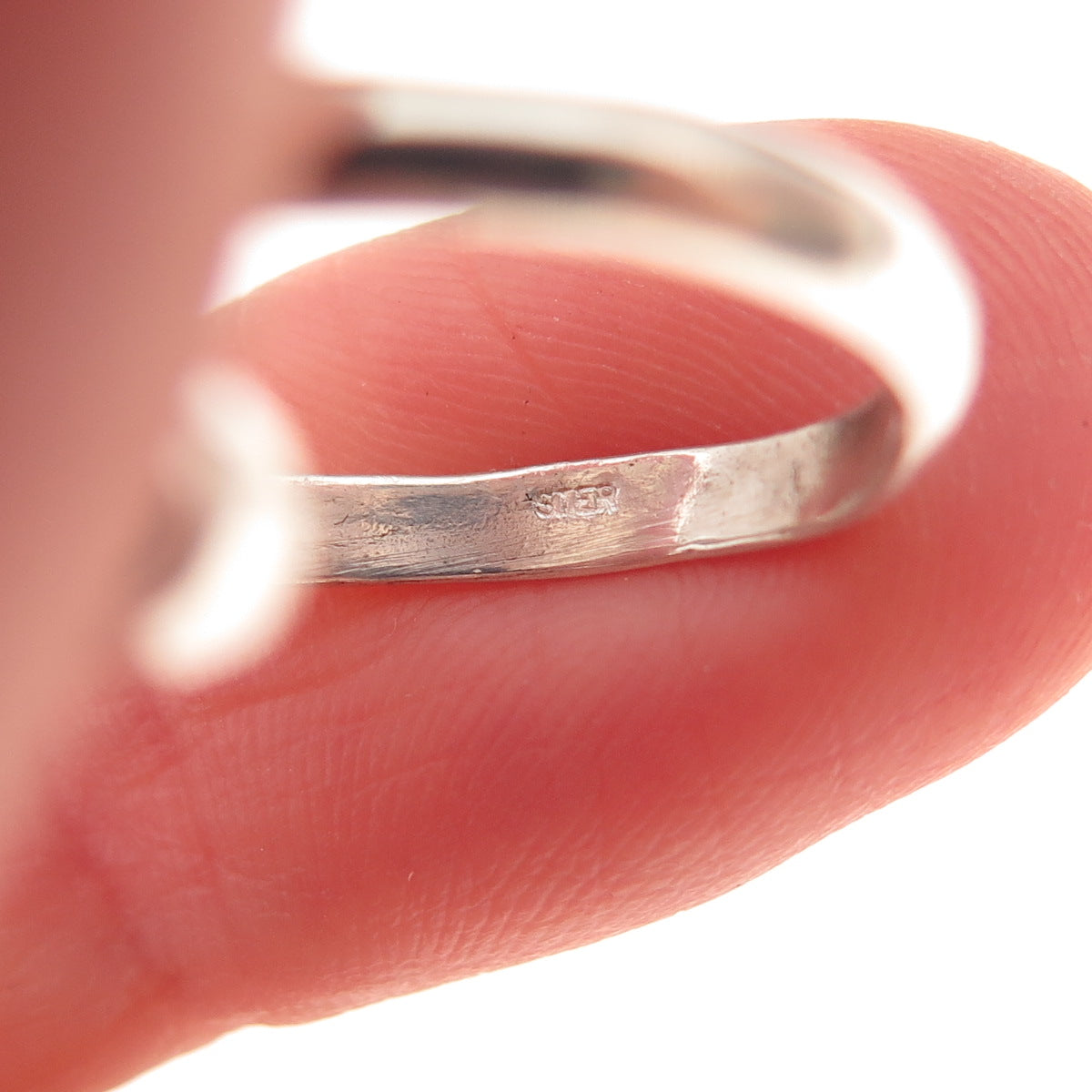 925 Sterling Silver Vintage Real MOP Oxidized Adjustable Bypass Ring Size 5