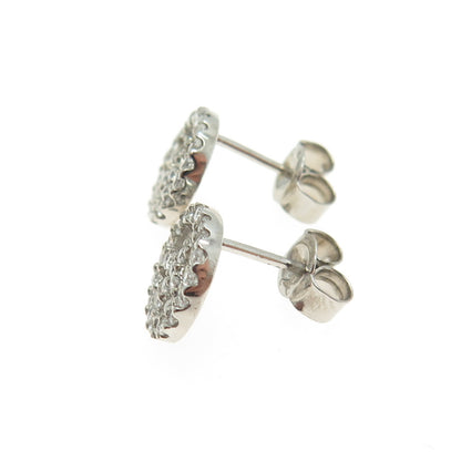 925 Sterling Silver Round-Cut C Z Peace Symbol Stud Earrings