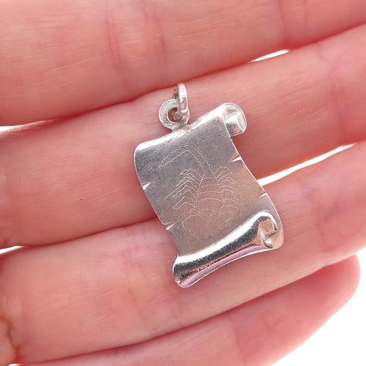 925 Sterling Silver Vintage Engraved Scorpio Zodiac Sign Charm Pendant