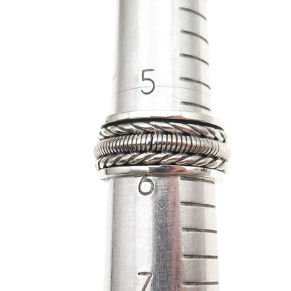 925 Sterling Silver Vintage Snake Rope Oxidized Rotating Band Ring Size 6
