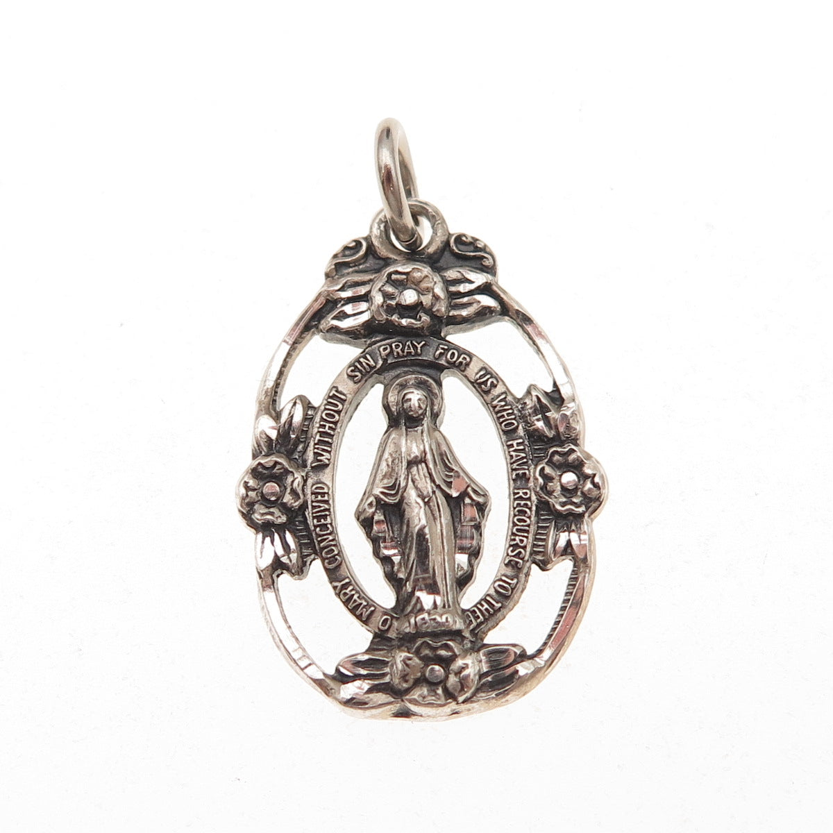 Creed 925 Sterling Silver Antique Art Deco St. Mary Miraculous Charm Pendant