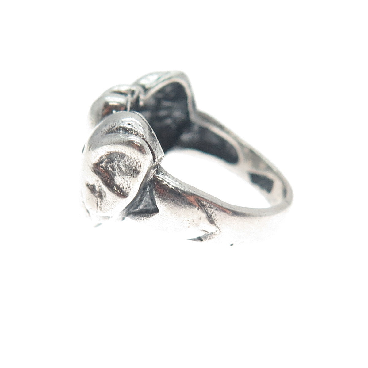 925 Sterling Silver Vintage Dolphin Couple & Heart Oxidized Ring Size 6