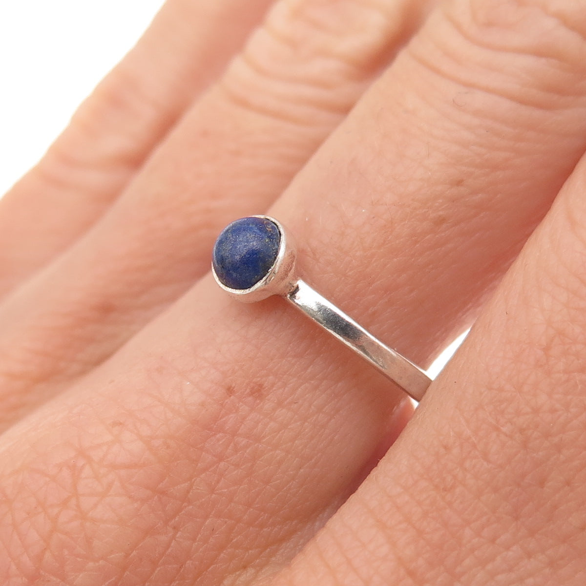 925 Sterling Silver Vintage Real Lapis Oxidized Ring Size 8.25
