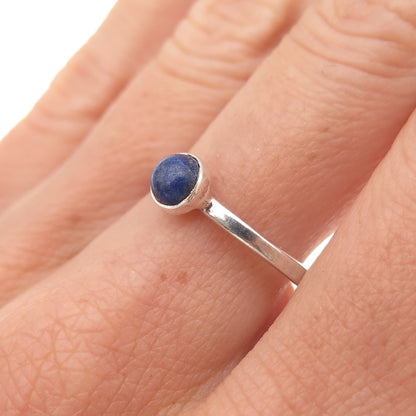 925 Sterling Silver Vintage Real Lapis Oxidized Ring Size 8.25