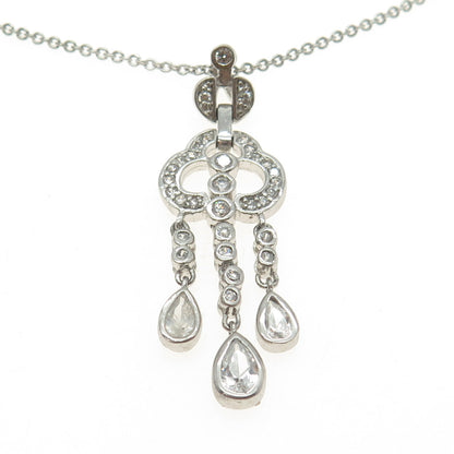 925 Sterling Silver Pave C Z Rolo Chain Necklace 16"