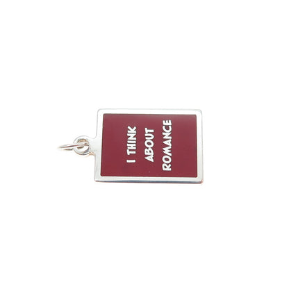 925 Sterling Silver Red Enamel I Think About Romance Minimalist Charm Pendant