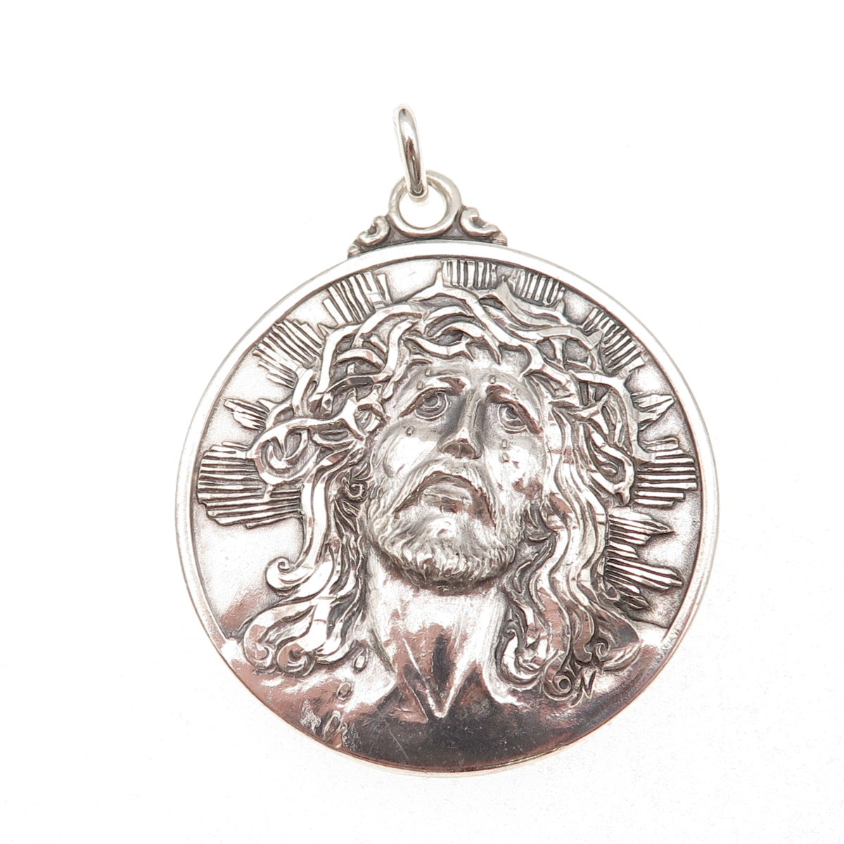 Creed 925 Sterling Silver Vintage Jesus & Our Lady of Guadalupe Pendant