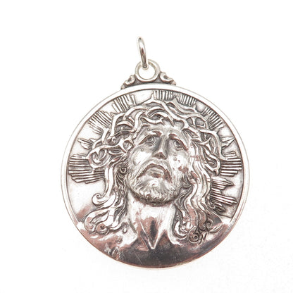 Creed 925 Sterling Silver Vintage Jesus & Our Lady of Guadalupe Pendant