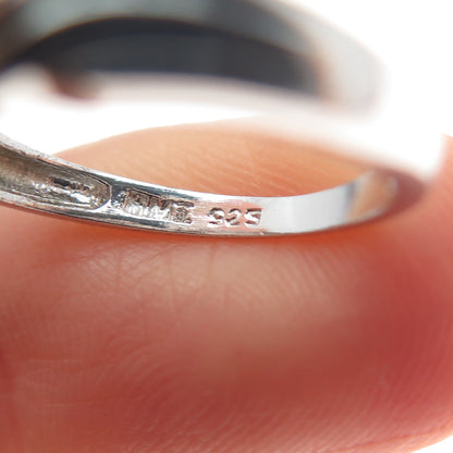 925 Sterling Silver Real Blue Topaz & Round-Cut C Z Bypass Ring Size 6