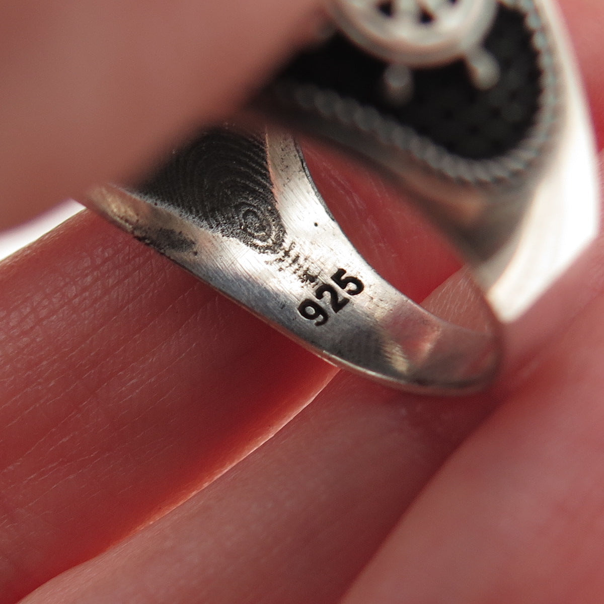Petek 925 Sterling Silver 2-Tone Vintage Compass Oxidized Signet Ring Size 10