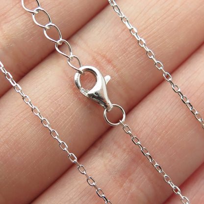 HAN 925 Sterling Silver Round-Cut Shaped C Z Heart Cable Chain Necklace 16-18"