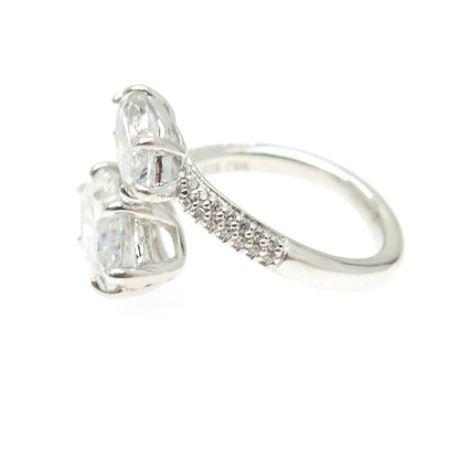 925 Sterling Silver Marquise-Cut Shaped C Z Overlap Ring Size 6.5