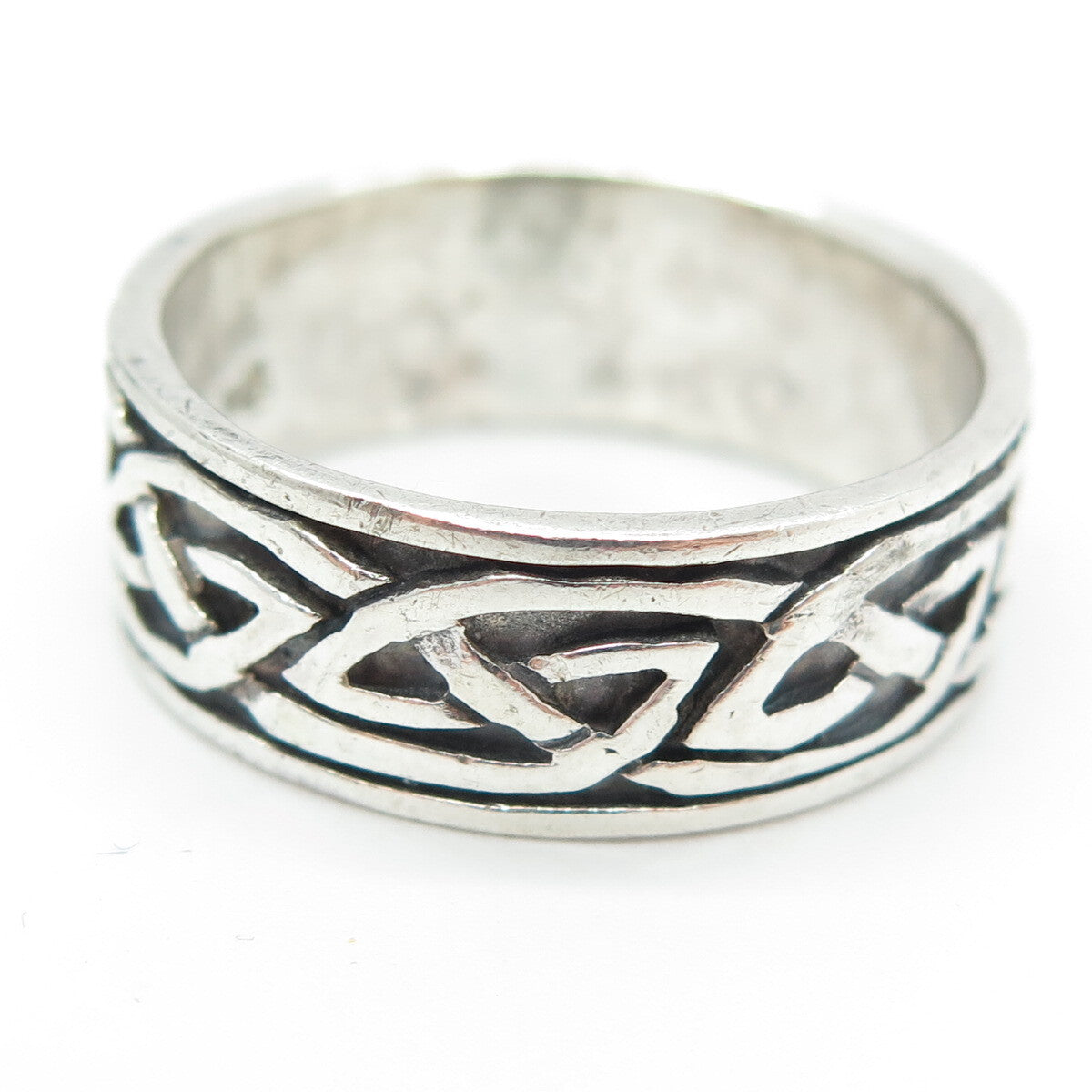 925 Sterling Silver Vintage Viking / Celtic Knot Band Ring Size 12.25