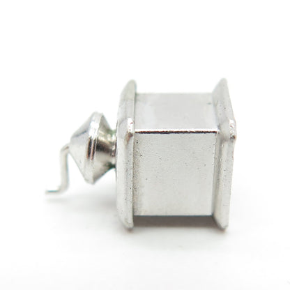 925 Sterling Silver Antique Art Deco Coffee Grinder 3D Charm Pendant