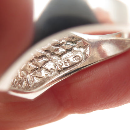 Paul Brackna 925 Sterling Silver Vintage Modernist Sail Oxidized Ring Size 6.75