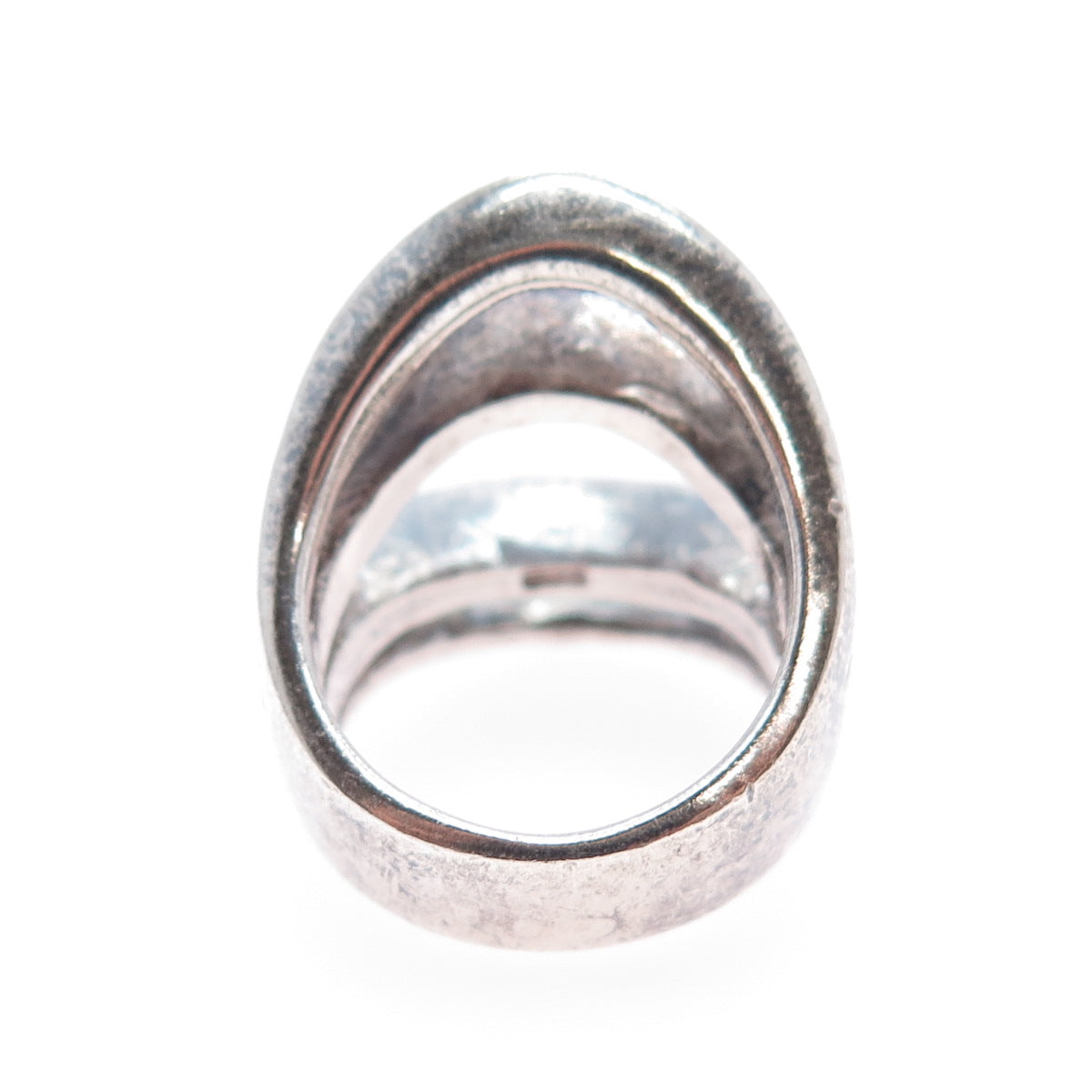 925 Sterling Silver Vintage Modernist 4-Row Oxidized Ring Size 5.25