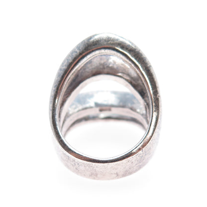 925 Sterling Silver Vintage Modernist 4-Row Oxidized Ring Size 5.25
