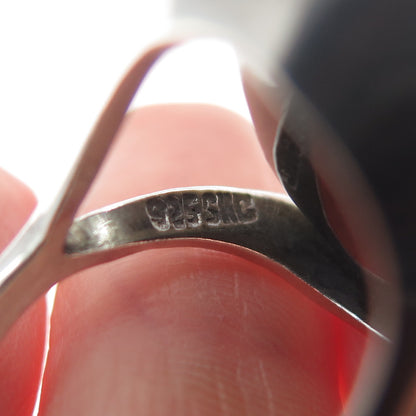 925 Sterling Silver Vintage Mexico Real Tiger Eye Modernist Ring Size 5.25