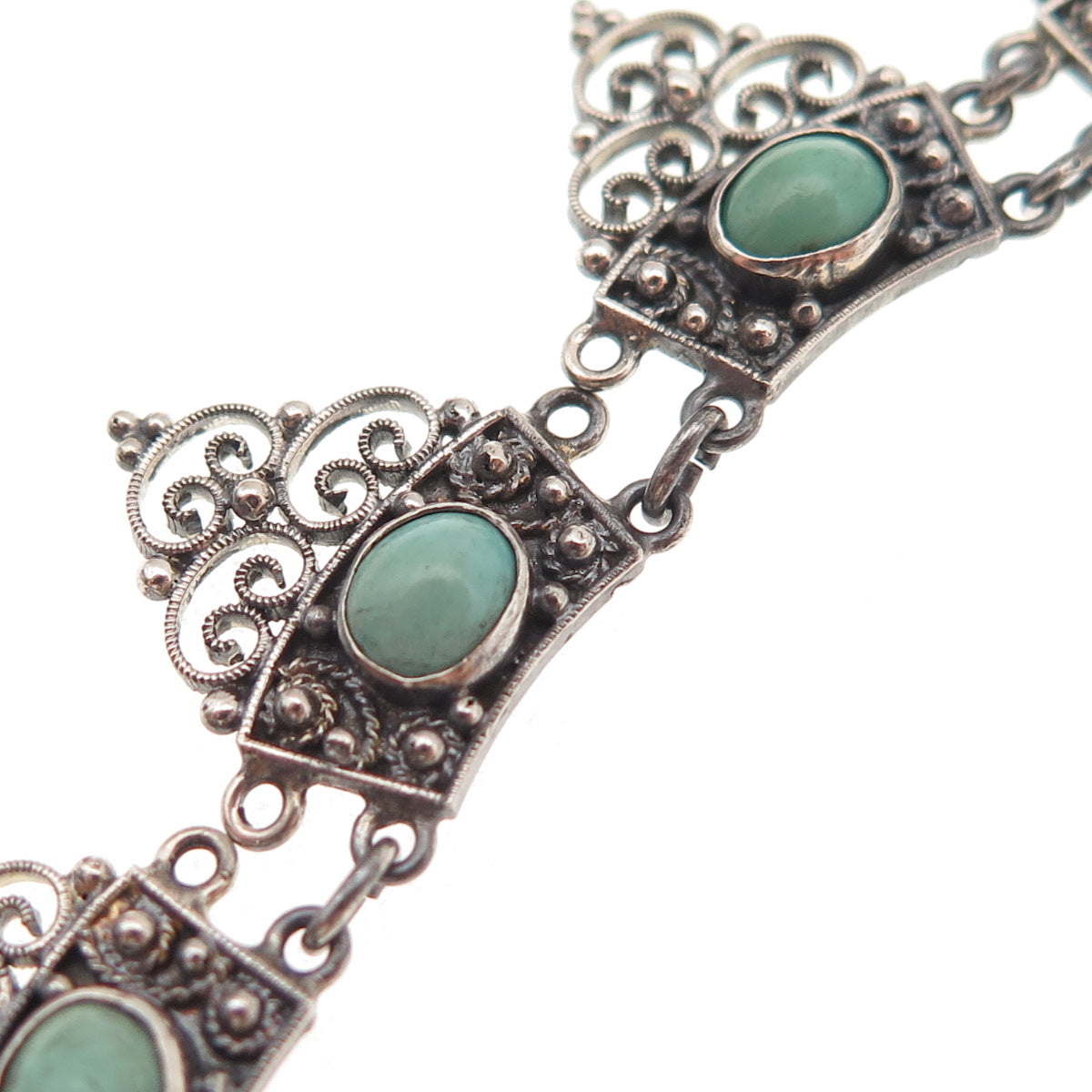 800 Silver Antique Austro-Hungarian Real Turquoise Necklace 16" (missing links)