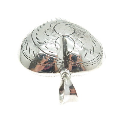 CHAPAL ZENRAY 925 Sterling Silver Vintage Engraved Puffy Heart Pendant