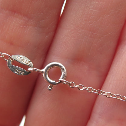 925 Sterling Silver Round-Cut C Z Heart Cable Chain Necklace 18"