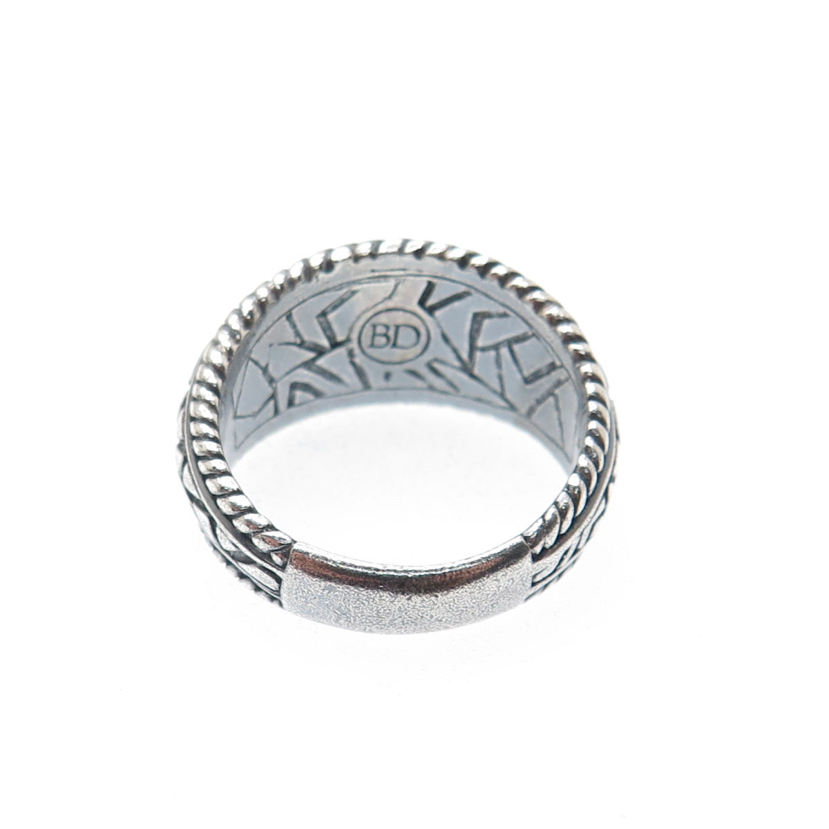 925 Sterling Silver Vintage BD Artisan Modernist Desert Oxidized Ring Size 11.5