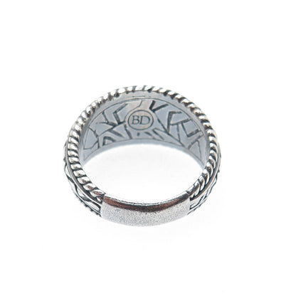 925 Sterling Silver Vintage BD Artisan Modernist Desert Oxidized Ring Size 11.5