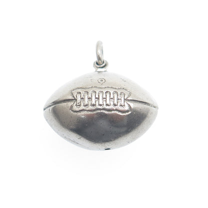 BEAU 925 Sterling Silver Antique Art Deco Football Ball 3D Charm Pendant