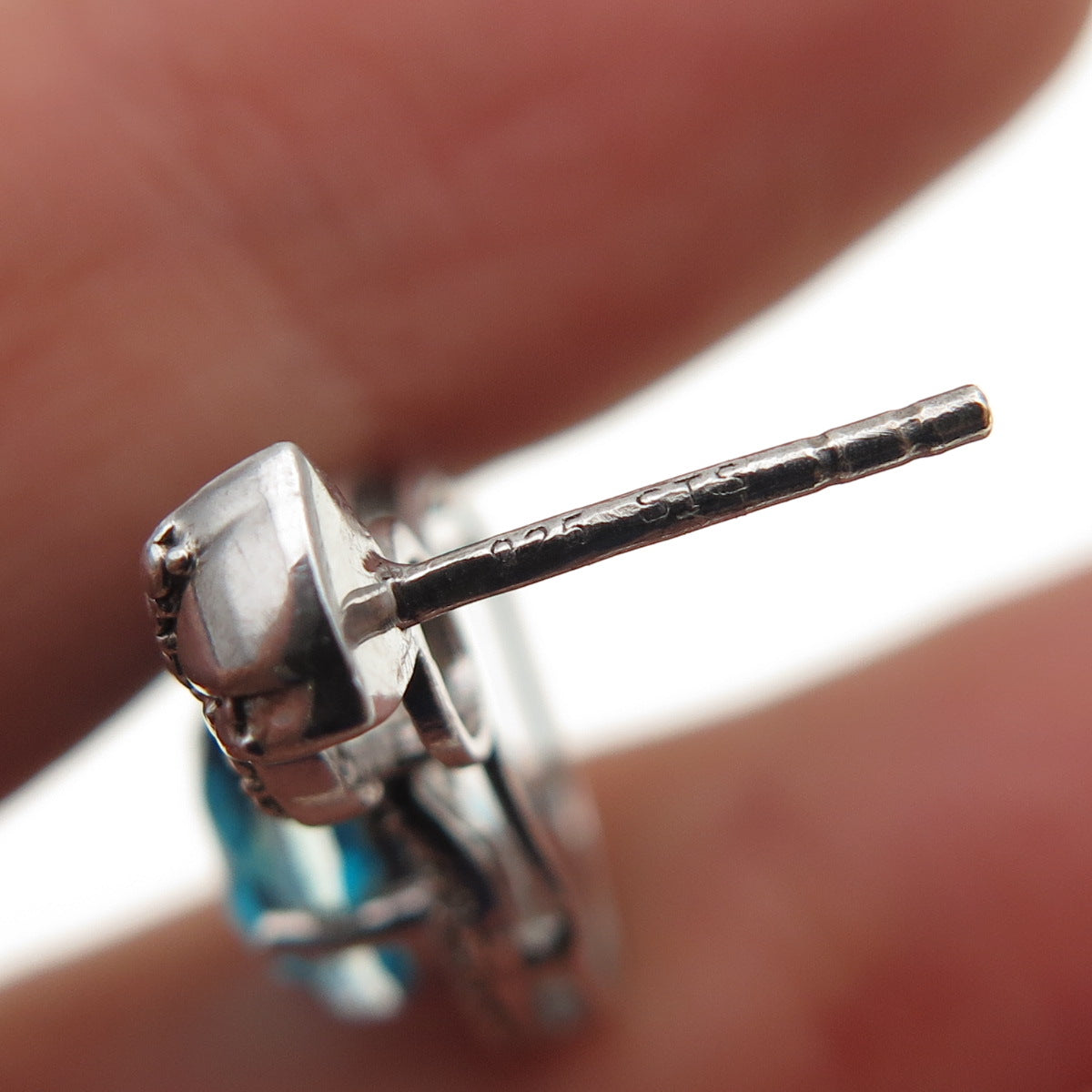 CHUCK CLEMENCY 925 Sterling Silver Real Diamond Accent & Apatite Dangle Earrings