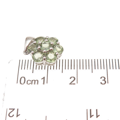 Harold Trujillo 925 Sterling Silver Real Round-Cut Peridot Floral Charm Pendant
