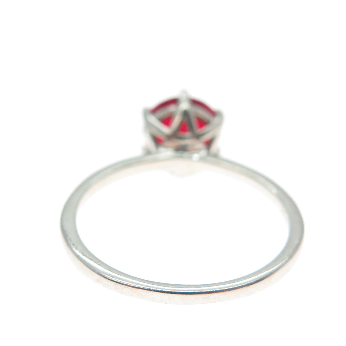 DAZZLERS 925 Sterling Silver Round-Cut Nano Red Garnet Ring Size 7