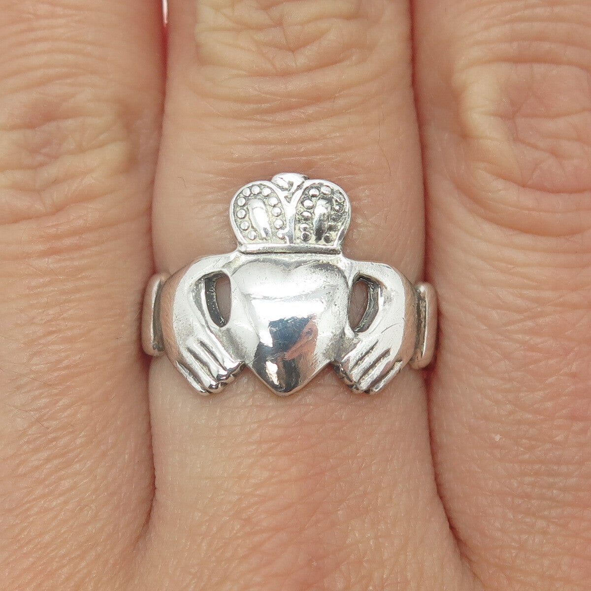 925 Sterling Silver Vintage 1976 OC Ireland Claddgh Ring Size 7.5