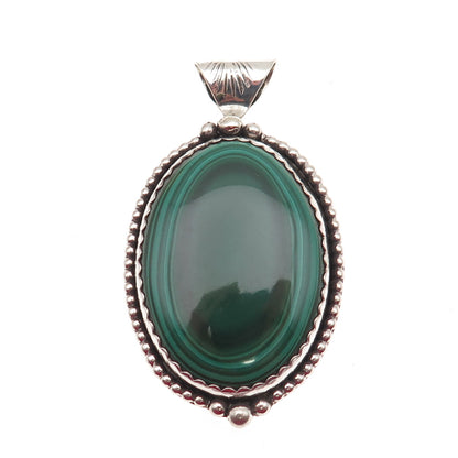 Stanley Bain Navajo Old Pawn Sterling Silver Vintage Malachite Tribal Pendant
