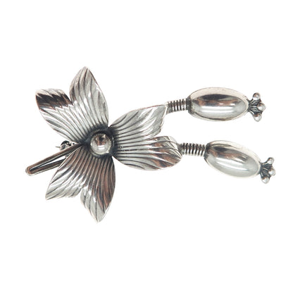 CARL OVE FRYDENSBERG 925S Sterling Vintage Denmark Modernist Flower Pin Brooch