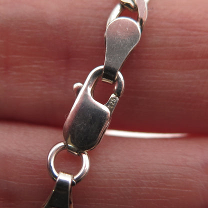925 Sterling Silver Vintage Italy Figaro Link Bracelet 8.25"