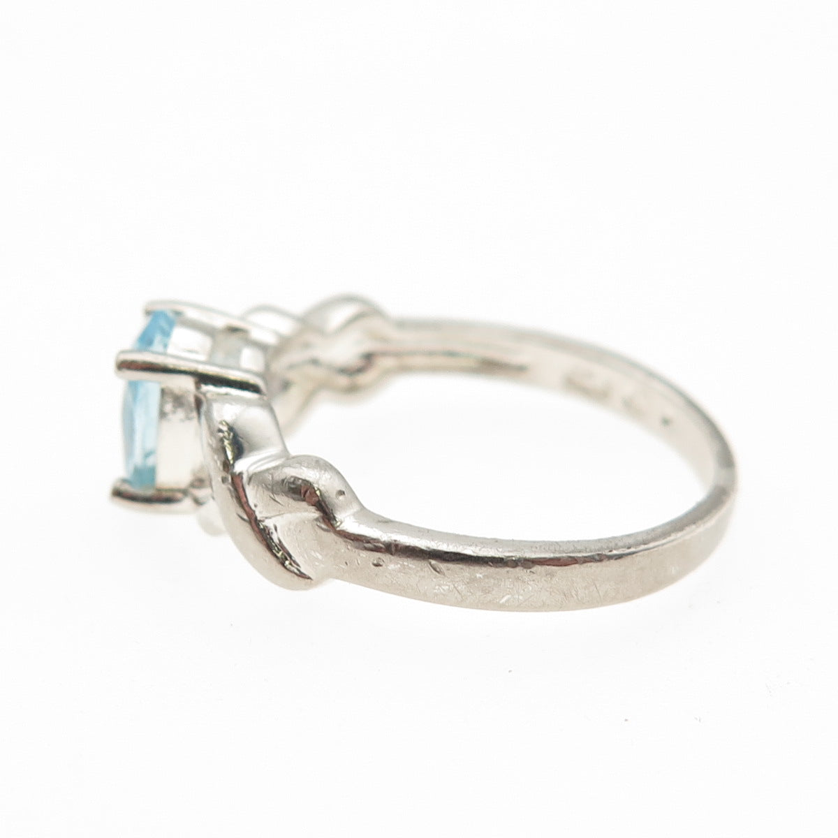 925 Sterling Silver Real Oval-Cut Blue Topaz Infinity Ring Size 7
