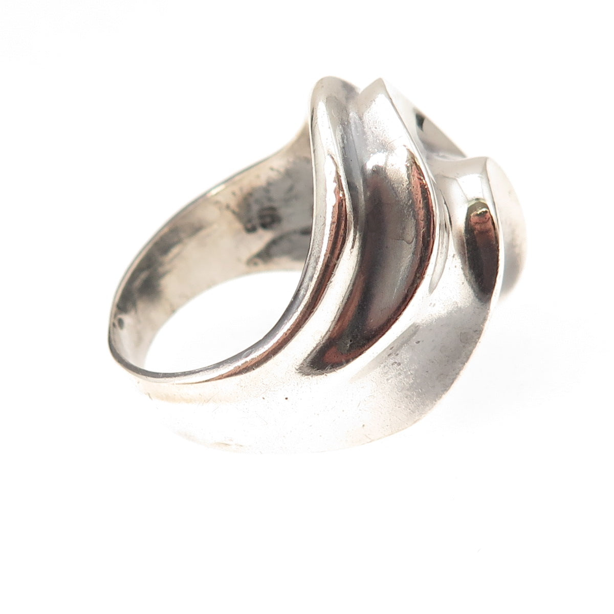 925 Sterling Silver Vintage Mexico Modernist Oxidized Ring Size 8.25