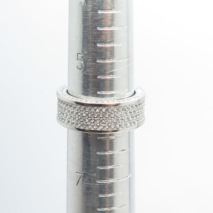 925 Sterling Silver Pave C Z All Around Eternity Band Ring Size 6.25