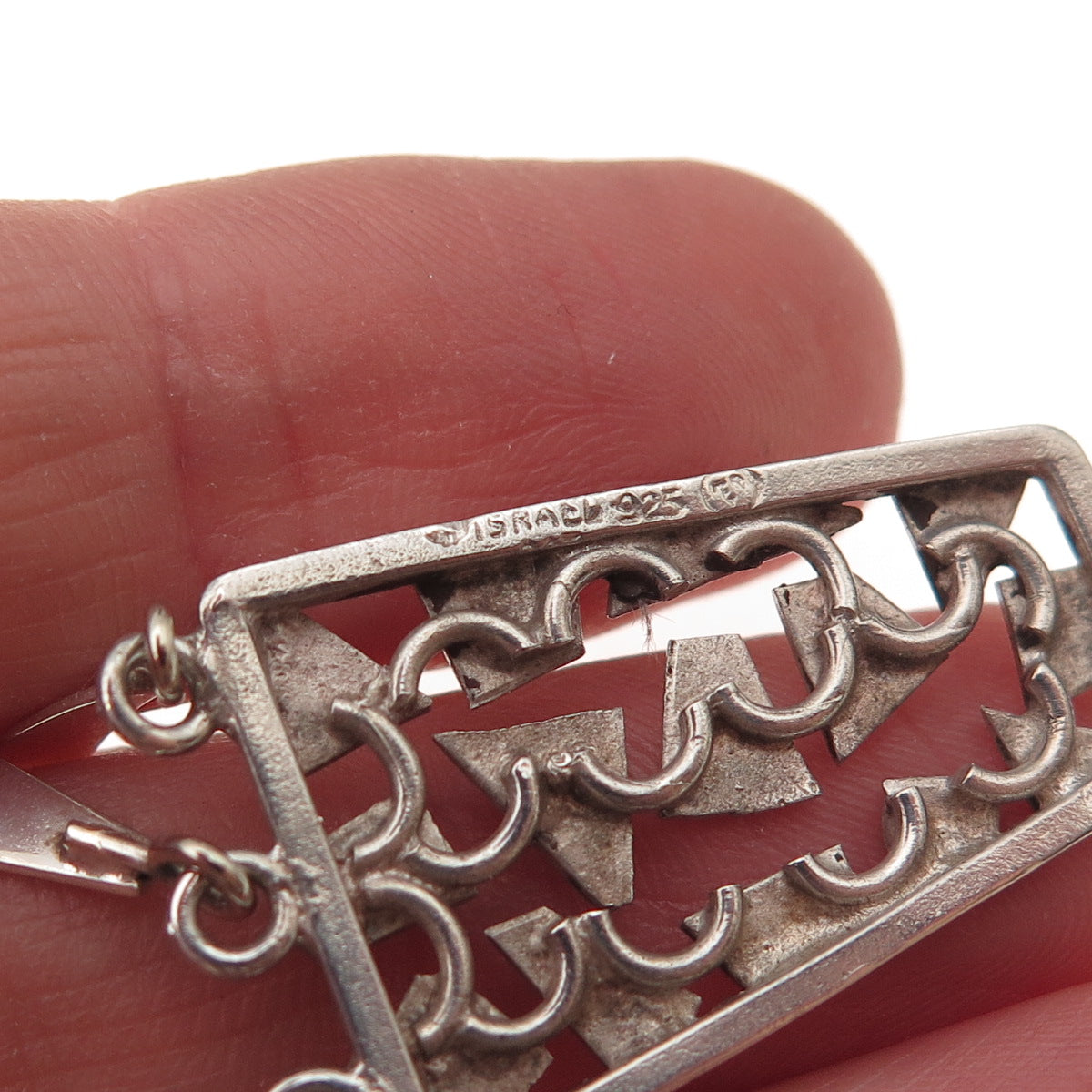 925 Sterling Silver Vintage Israel Modernist Geometric Charm Pendant