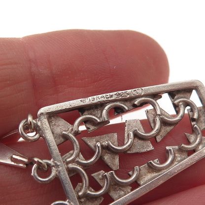925 Sterling Silver Vintage Israel Modernist Geometric Charm Pendant