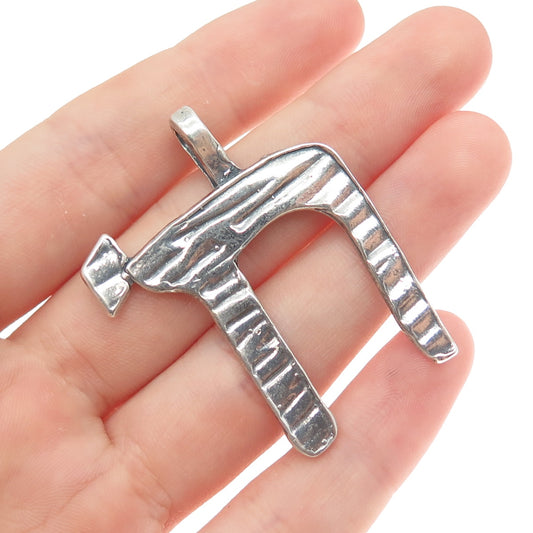 925 Sterling Silver Vintage Chai Judaica Oxidized Charm Pendant