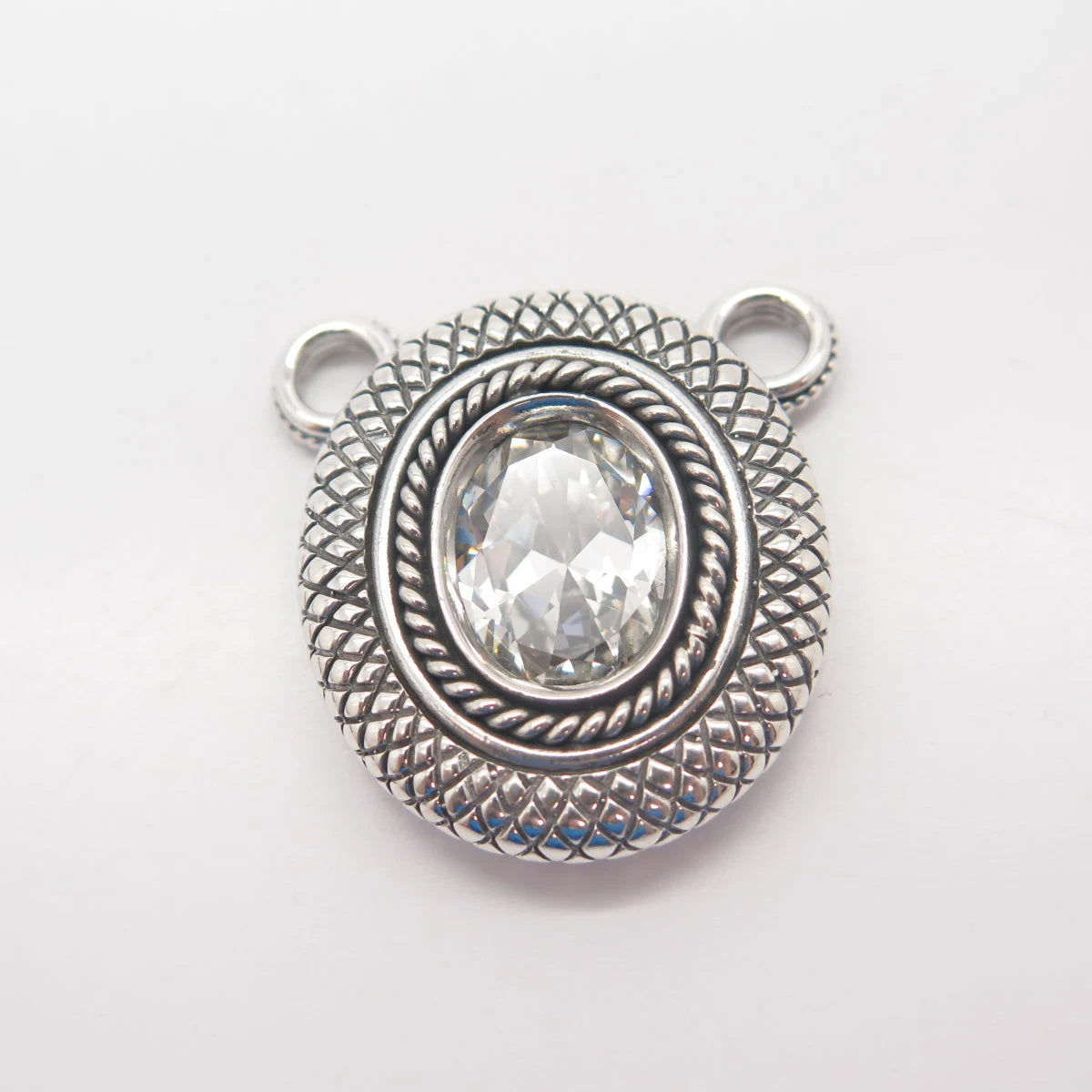 925 Sterling Silver Vintage C Z Necklace Central Part