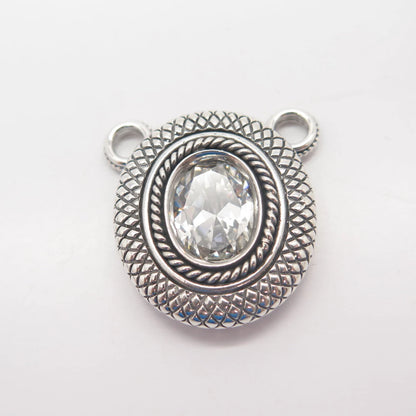 925 Sterling Silver Vintage C Z Necklace Central Part