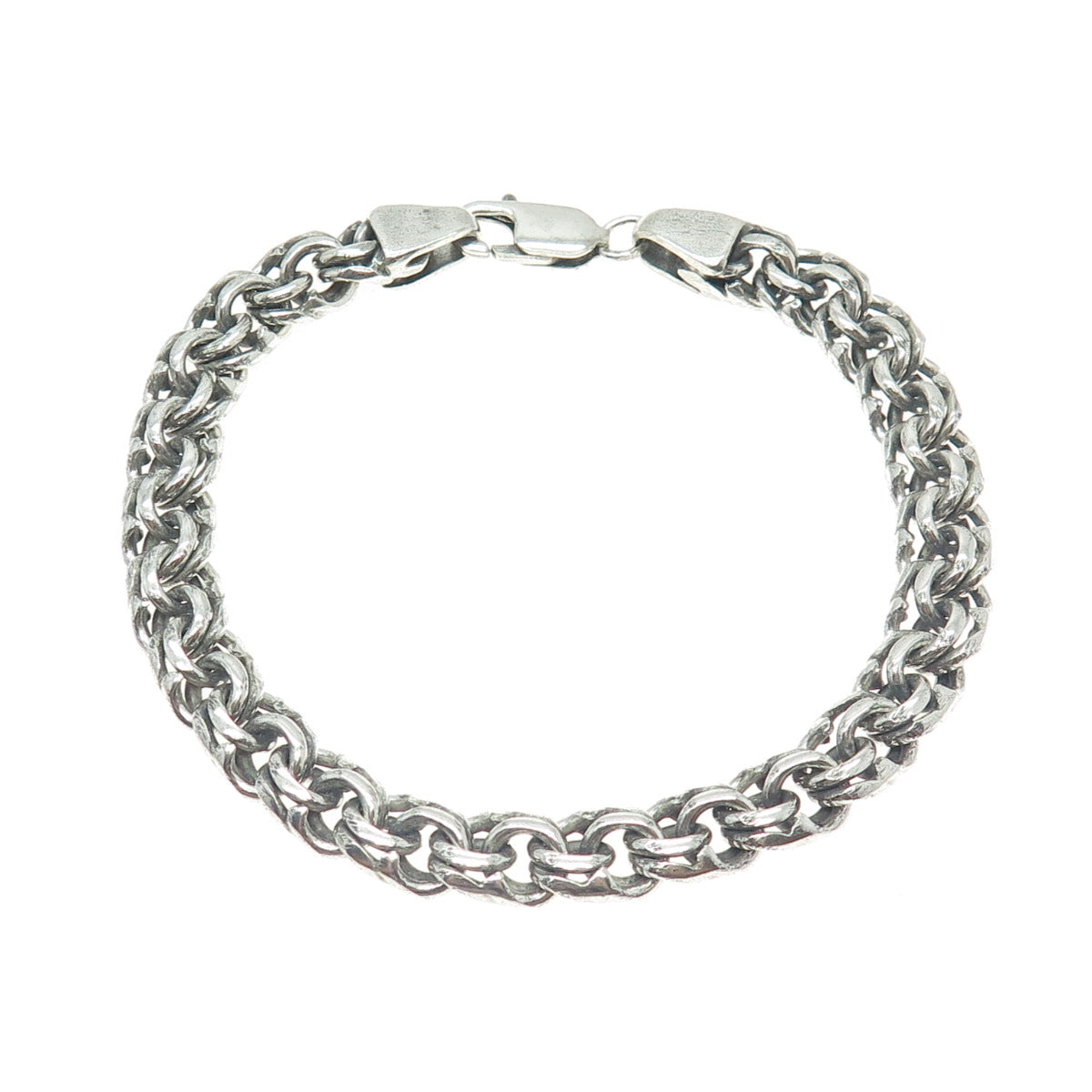 925 Sterling Silver Vintage Bismark Link Oxidized Bracelet 8.5"