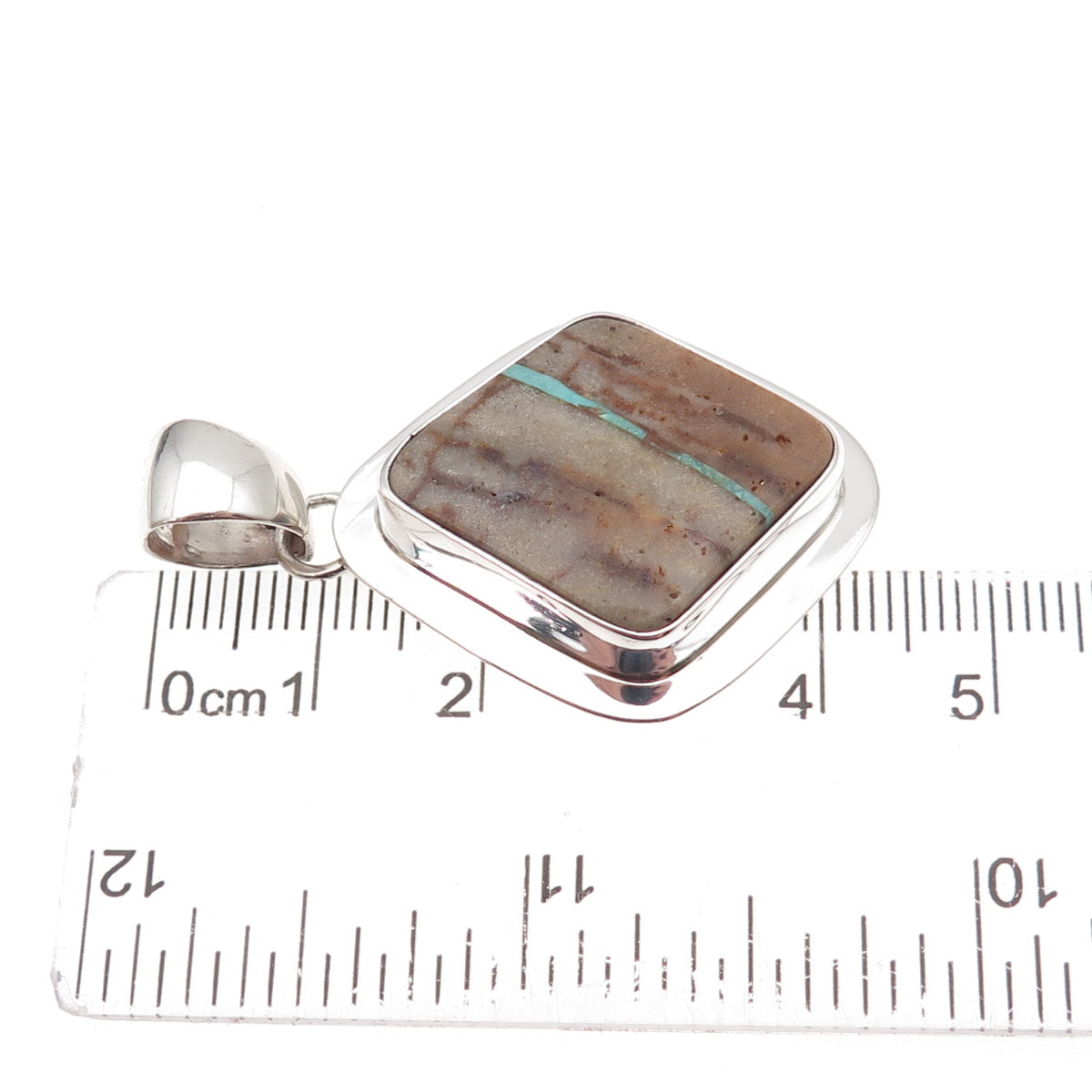Peggy Skeets Navajo Old Pawn Sterling Silver Vintage Jasper & Turquoise Pendant