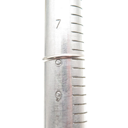 Old Pawn Sterling Silver Vintage Turquoise Cat's Eye Feather Tribal Ring Size 8