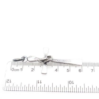 UNOAERRE 925 Sterling Silver Vintage Italy Modernist Cross Oxidized Pendant