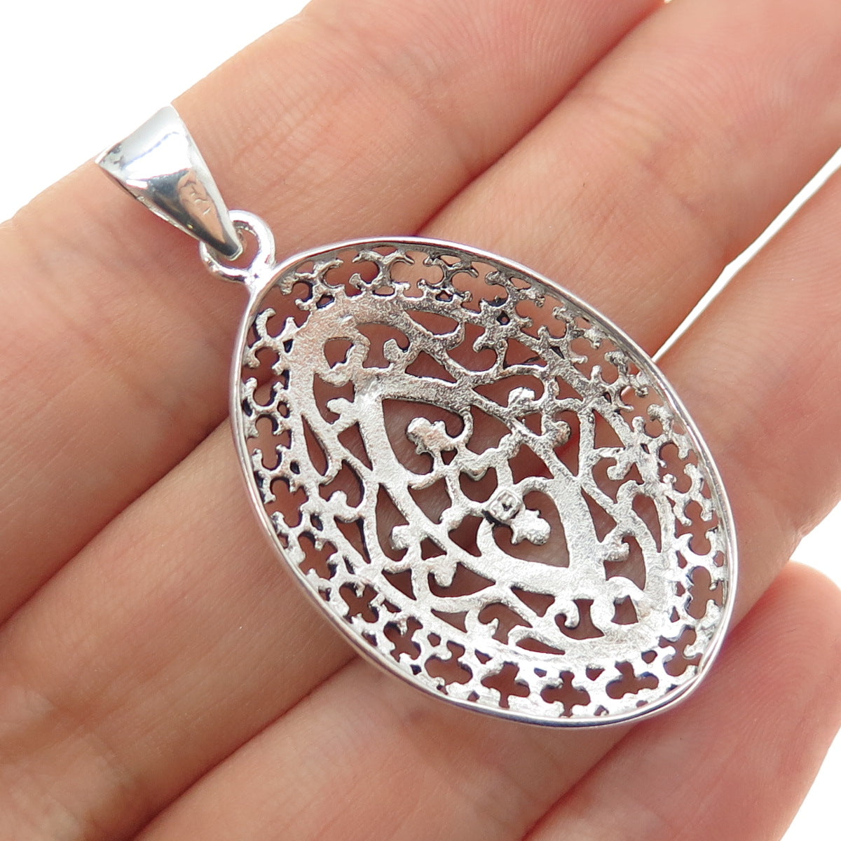 925 Sterling Silver Vintage Ornate Heart Charm Pendant