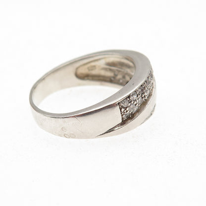 925 Sterling Silver Round-Cut C Z Modernist Ring Size 9.5