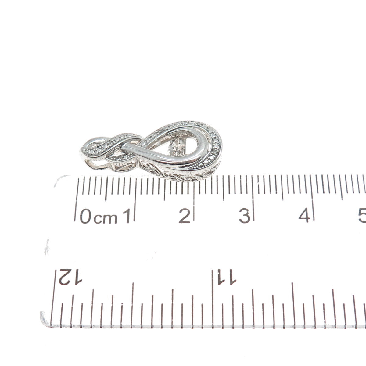 925 Sterling Silver Real Round-Cut Diamond Infinity Minimalist Slide Pendant